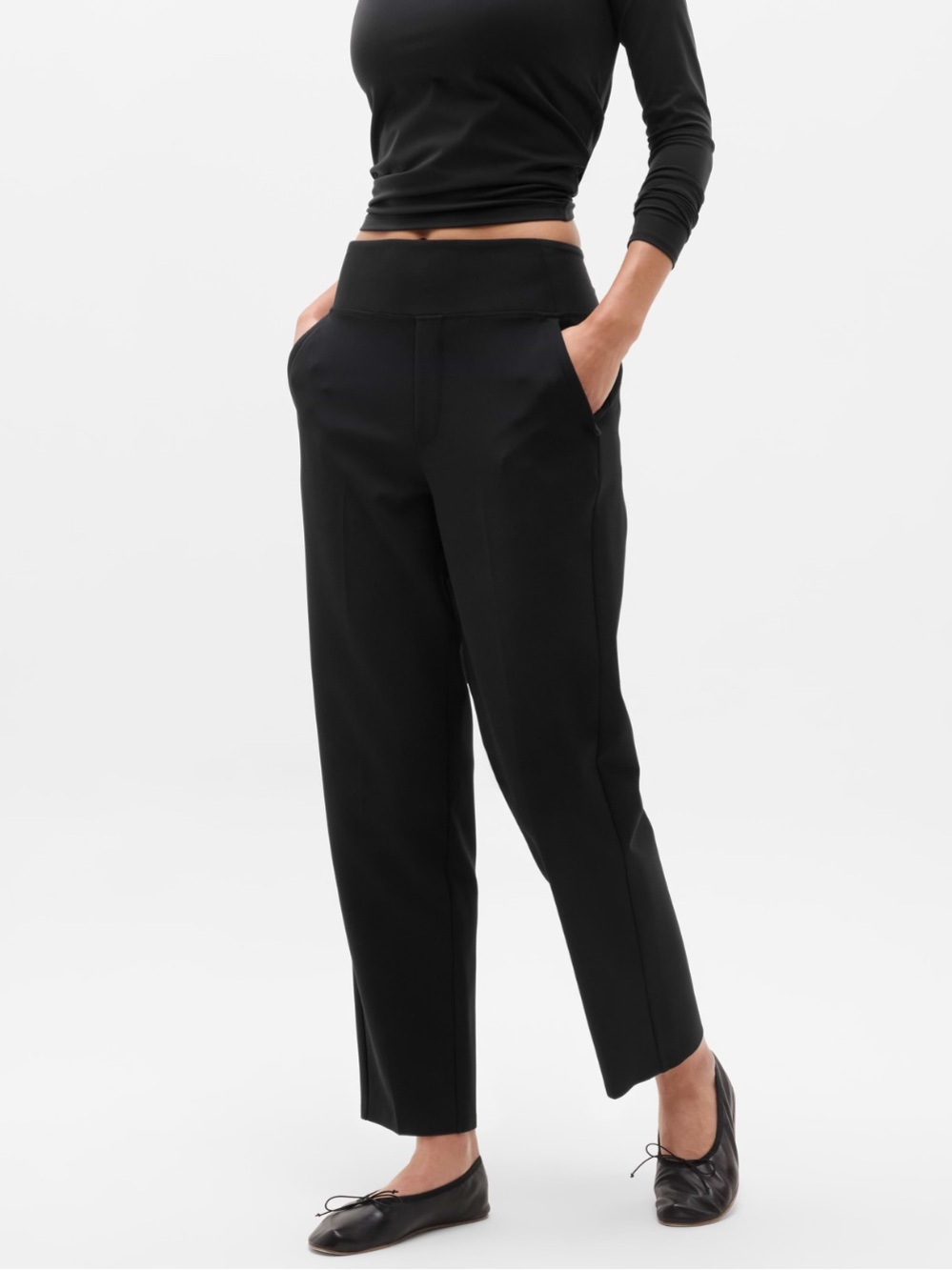 Athleta Black Ankle Tapered Pull-On Pants